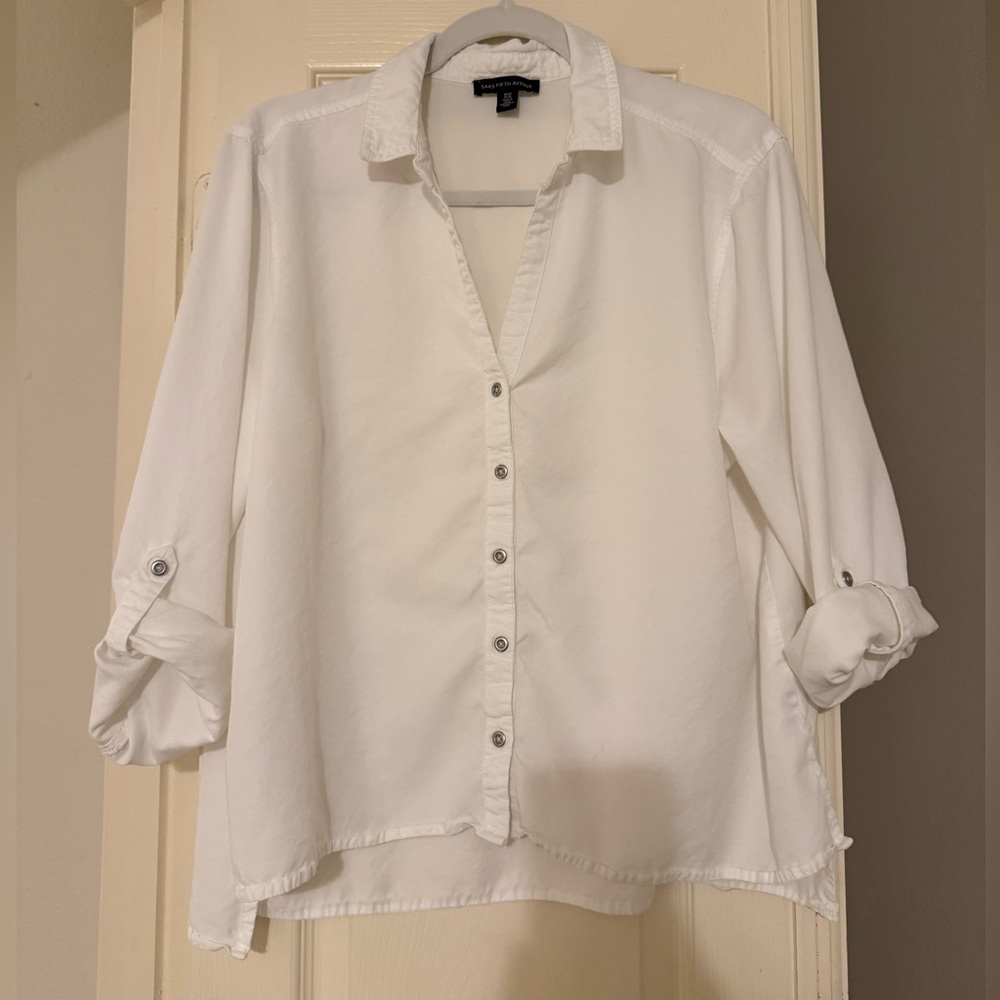 Saks Fifth Avenue White Button-Down Shirt - Picture 2 of 5